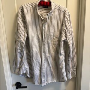Chaps Men's White Shirt with Black Stripes